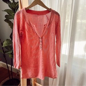 Vintage Beach Cover Up Made In USA Pink Coconut Buttons Mermaid Barbie